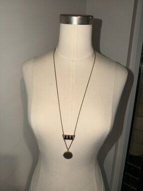J.Crew Long Double Pendant Necklace - Black and Gold
